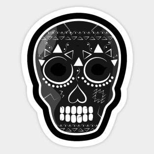 Sugar Skull White Aztec, Dia De Los Muertos Sticker